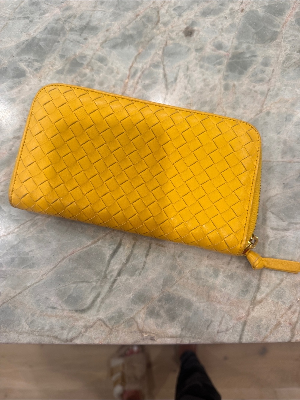 Bottega Veneta Intrecciato Zip-Around Wallet in Bright Yellow